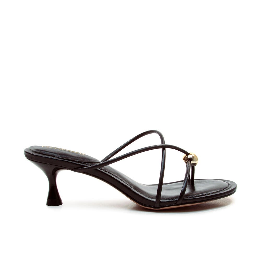 Tamanco Couro Preto Salto Baixo Cecconello 2763003-1