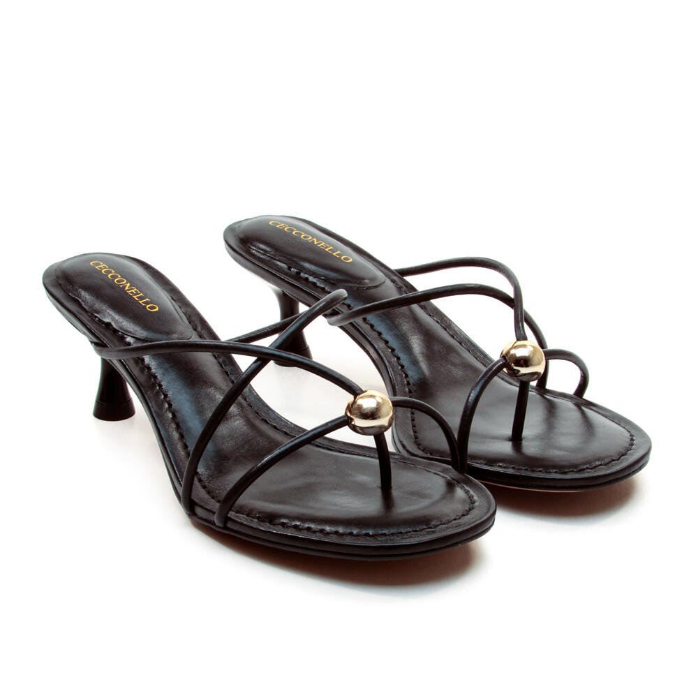 Tamanco Couro Preto Salto Baixo Cecconello 2763003-1 Preto 5