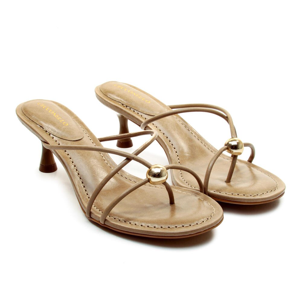 Tamanco Couro Nude Salto Baixo Cecconello 2763003-3 Nude 5