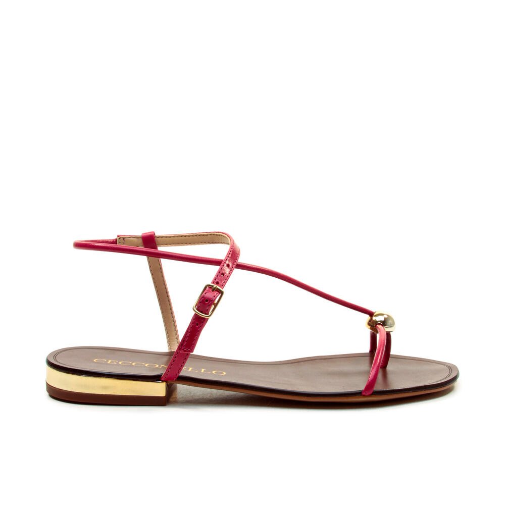 Rasteira Couro Vermelho Cecconello 2724010-2