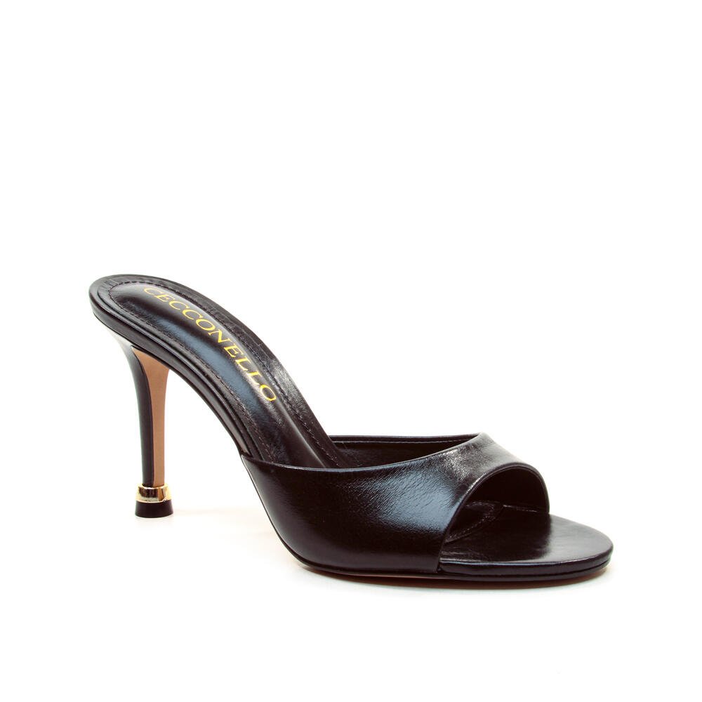 Tamanco Couro Preto Salto Alto Cecconello 2797001-1 Preto 3