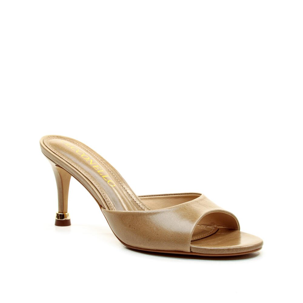 Tamanco Couro Nude Salto Médio Cecconello 2798001-3 Nude 3