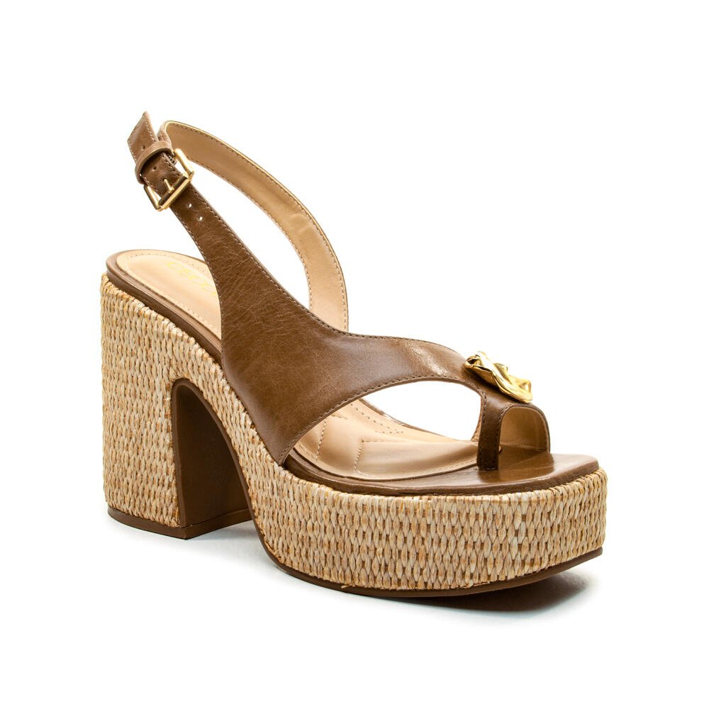 Sandália Plataforma Couro Marrom Cecconello 2741010-2 Marrom 3