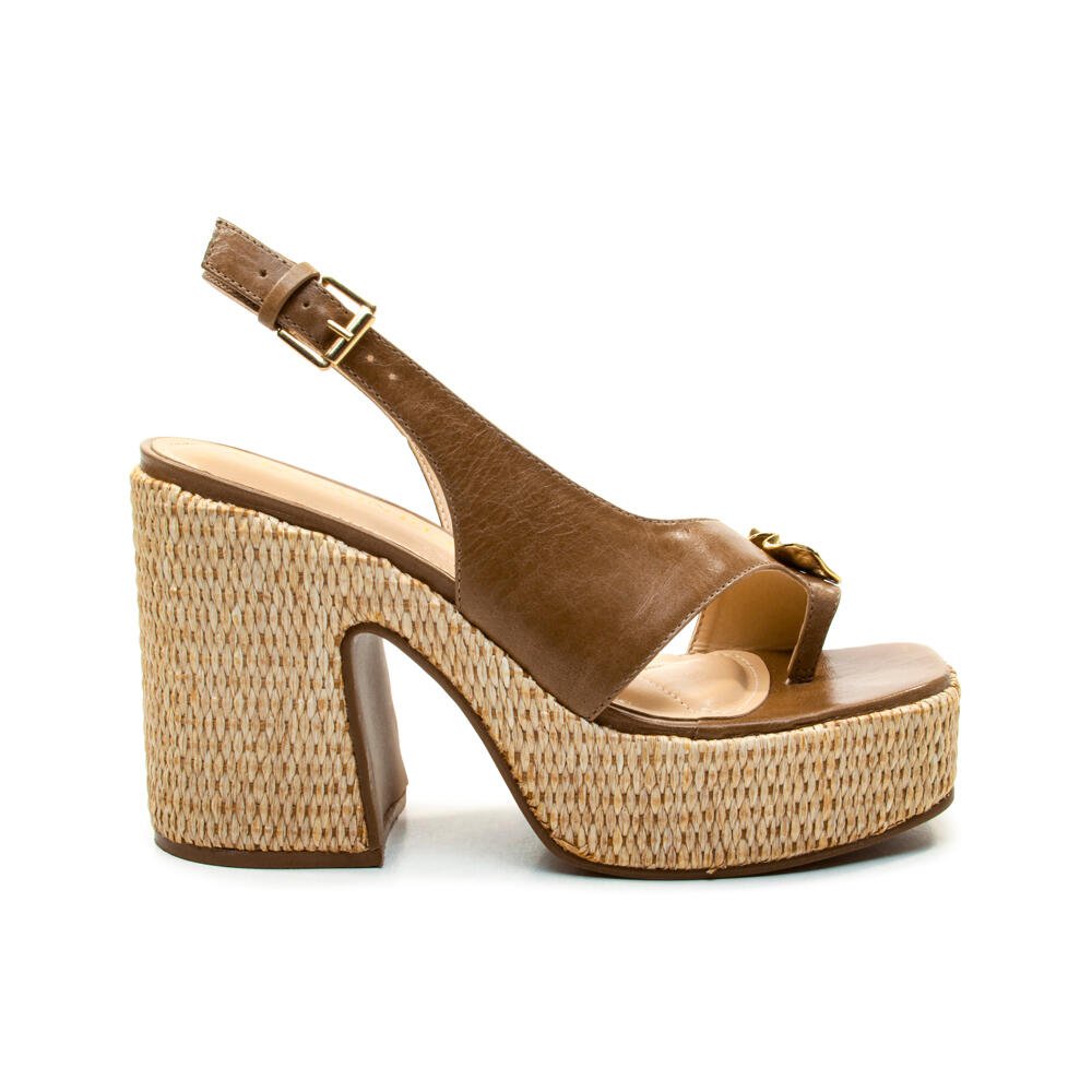 Sandália Plataforma Couro Marrom Cecconello 2741010-2
