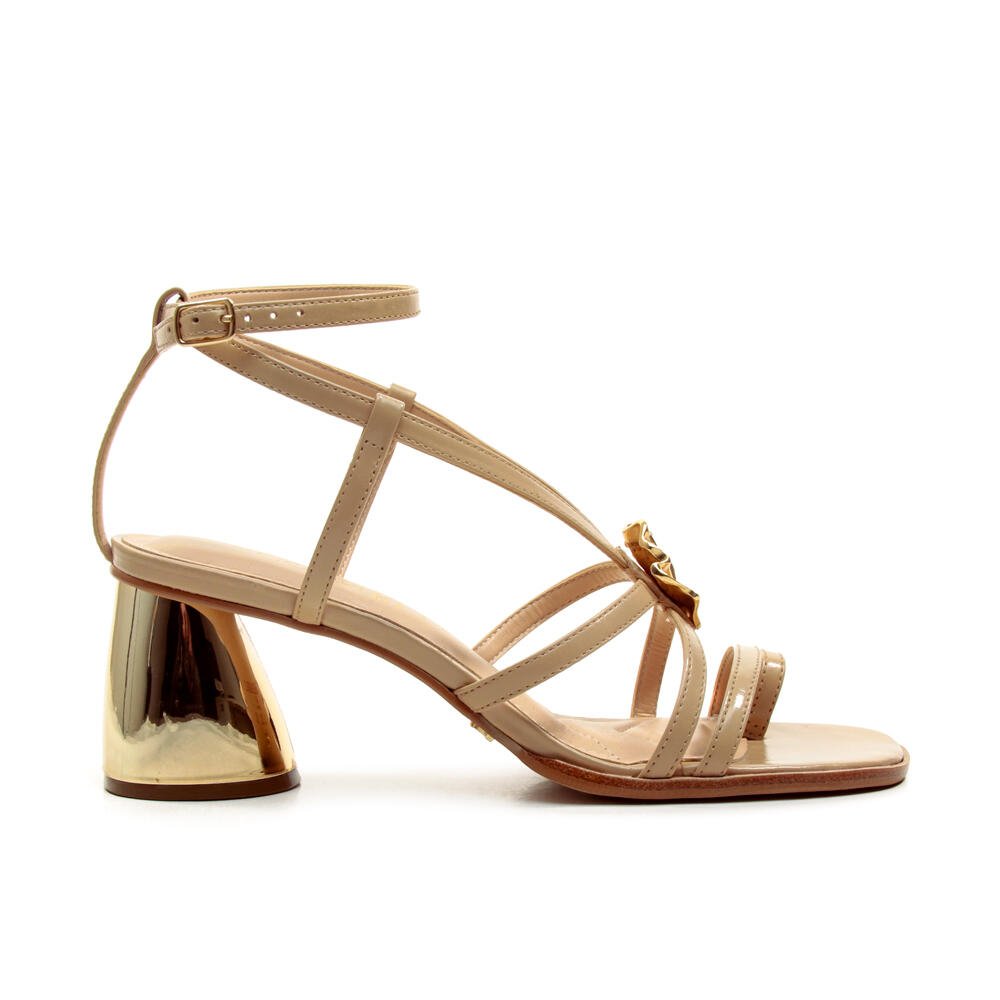 Sandália Couro Nude Salto Bloco Cecconello 2805001-2