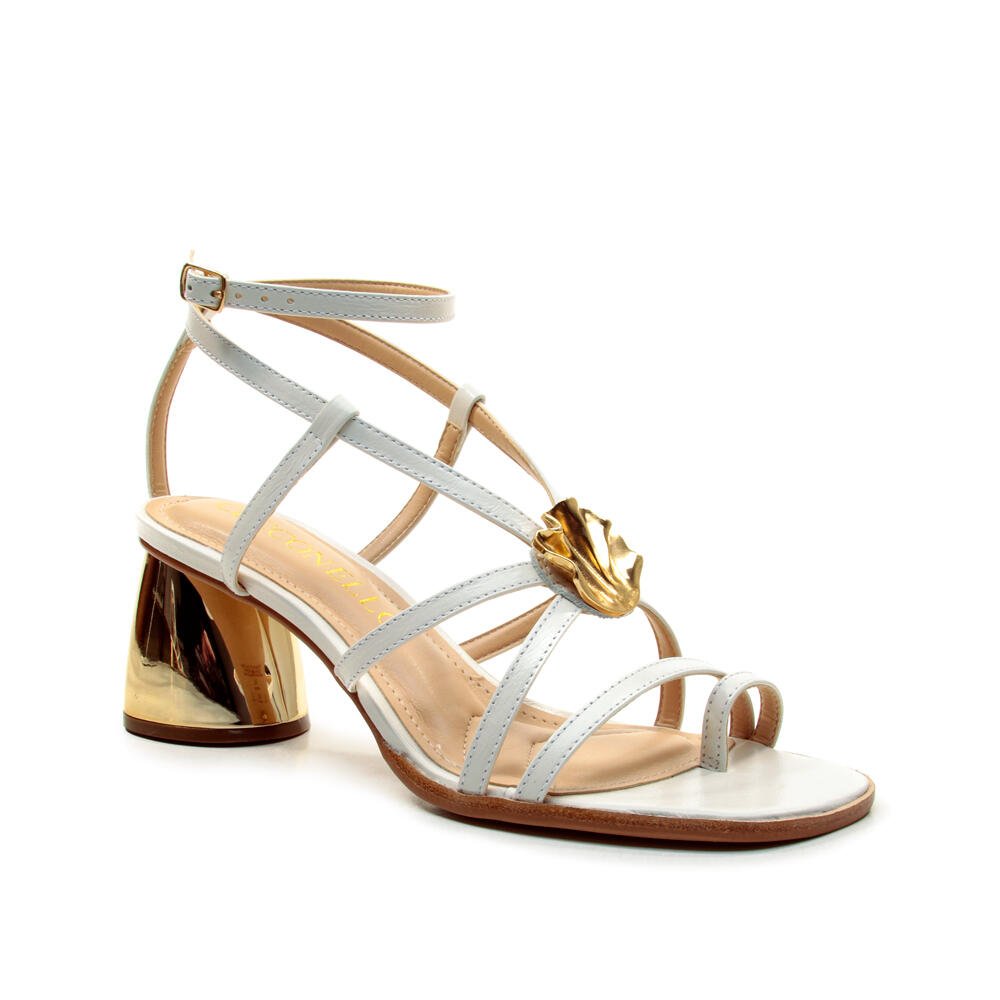 Sandália Couro Branco Salto Bloco Cecconello 2805001-1 Branco 3