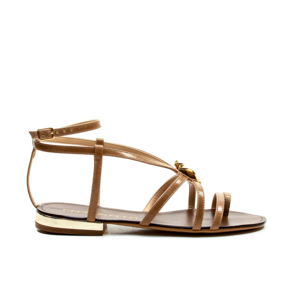 Rasteira Couro Marrom Cecconello 2724011-2