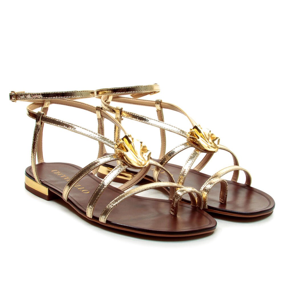 Rasteira Couro Ouro Cecconello 2724011-3 Dourado 5