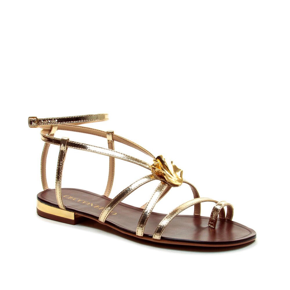 Rasteira Couro Ouro Cecconello 2724011-3 Dourado 3
