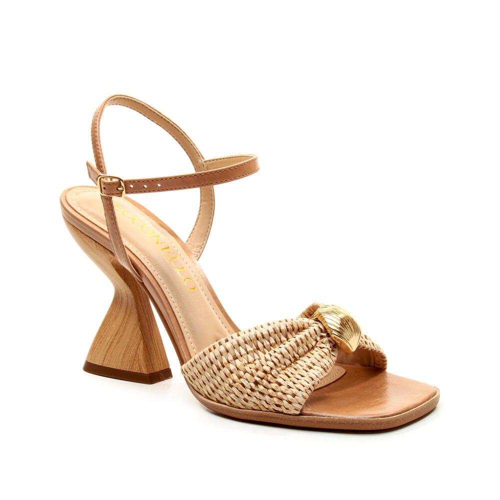 Sandália Palha Natural Salto Alto Cecconello 2718008-1 Bege 3