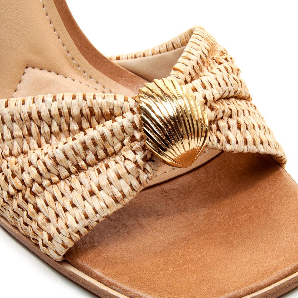 Sandália Palha Natural Salto Alto Cecconello 2718008-1 Bege 5