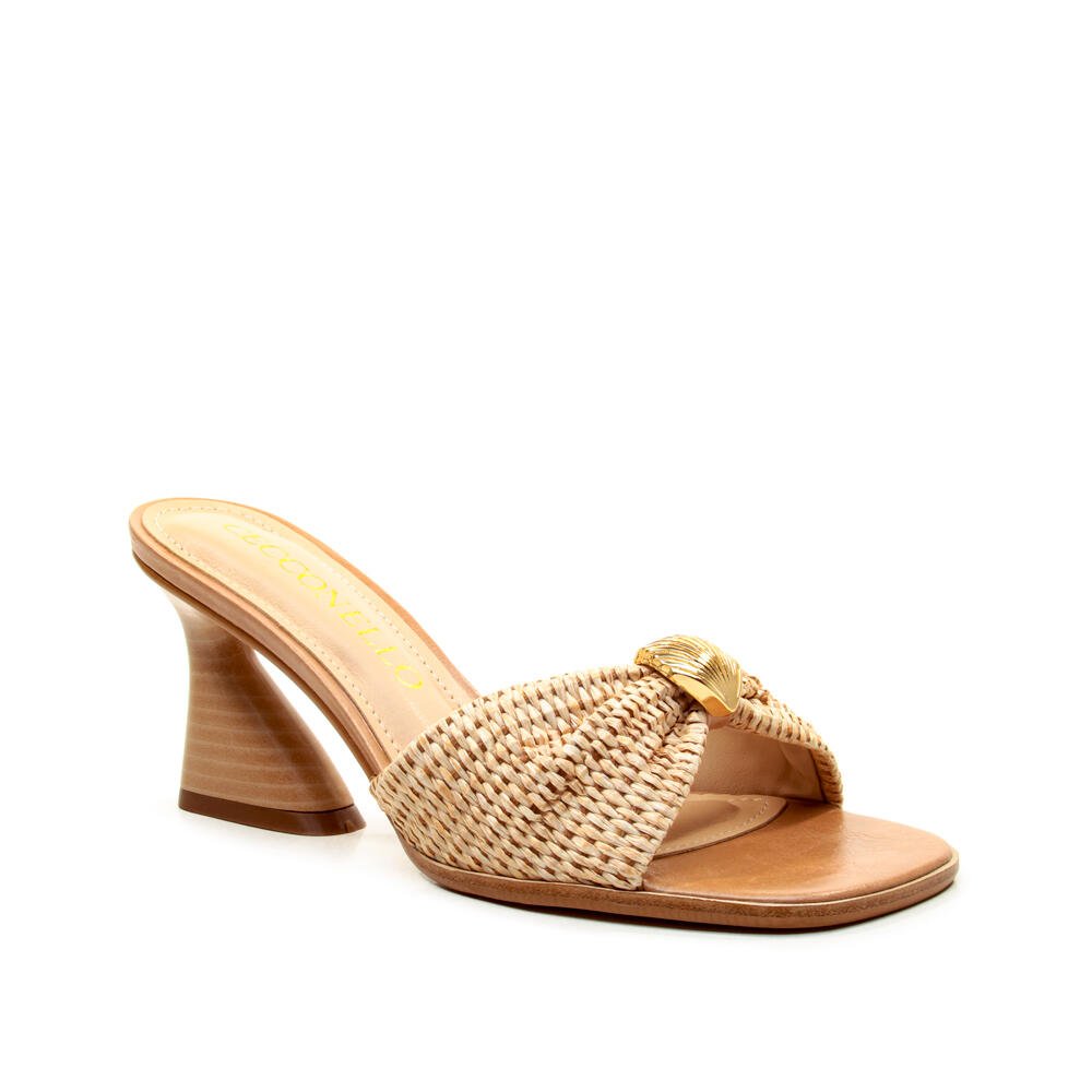 Tamanco Palha Natural Salto Médio Cecconello 2747011-1 Bege 3