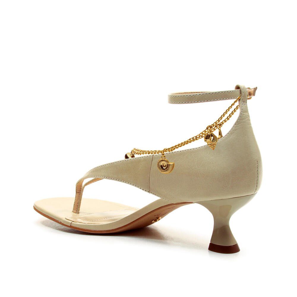 Sandália Couro Bege Salto Baixo Cecconello 2754002-2 Bege 4