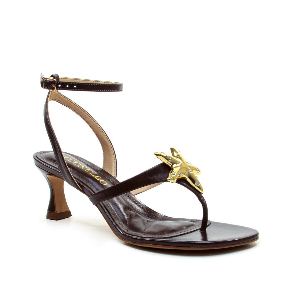 Sandália Couro Marrom Salto Baixo Cecconello 2792001-3 Marrom 3