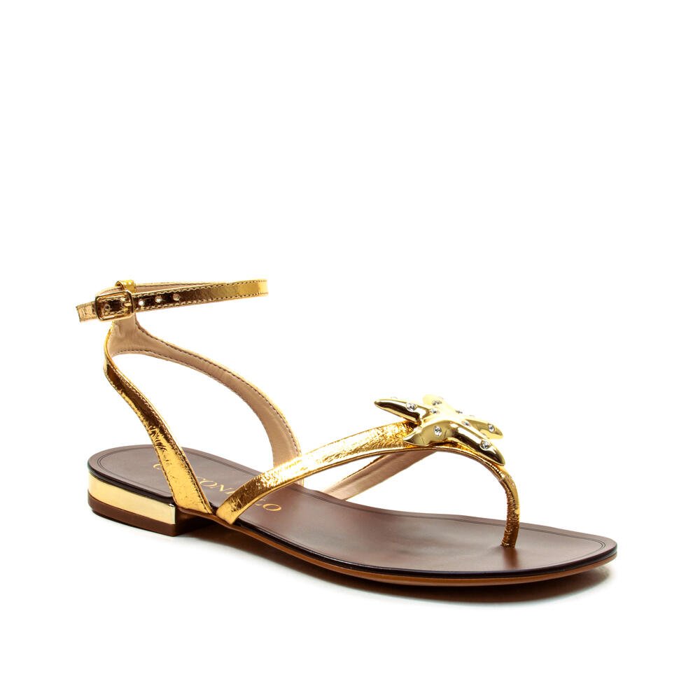 Rasteira Couro Ouro Cecconello 2724009-3 Dourado 2