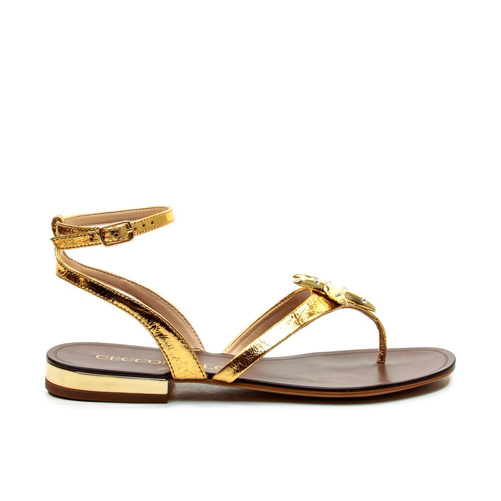 Rasteira Couro Ouro Cecconello 2724009-3 Dourado 1