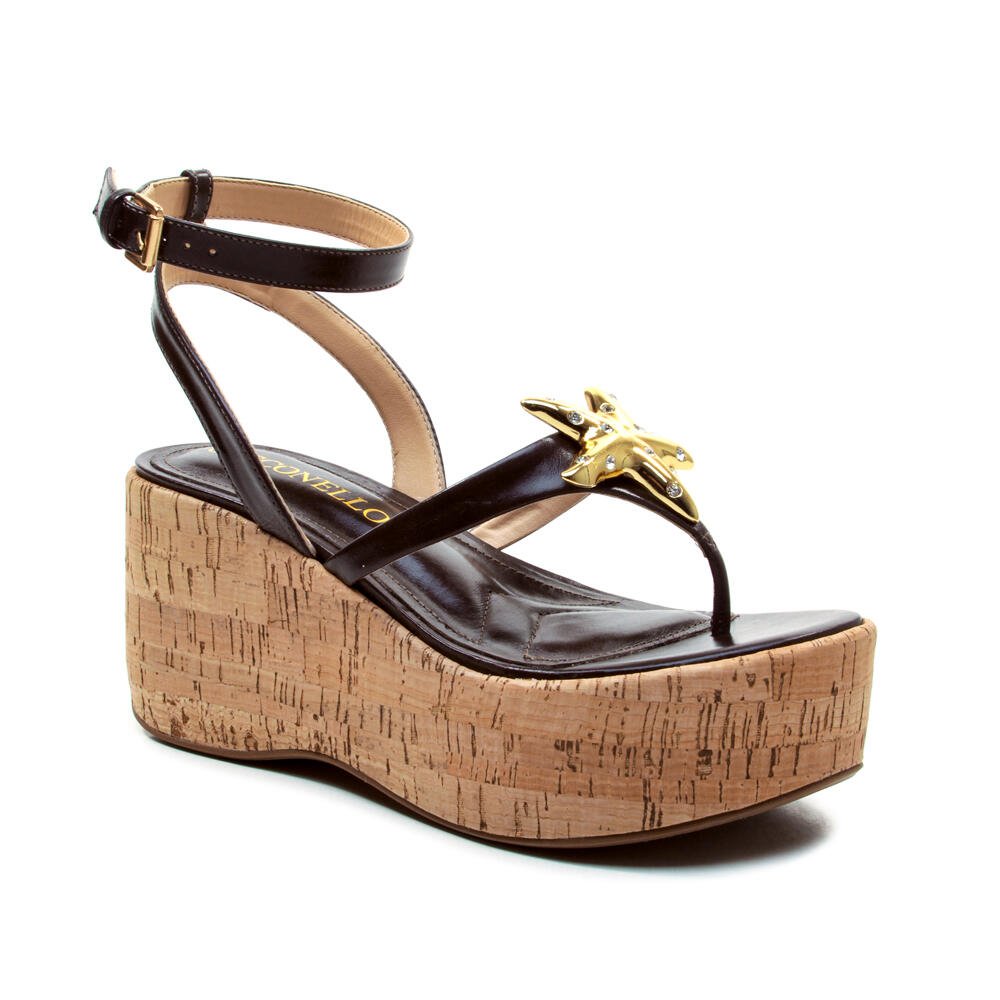 Sandália Couro Marrom Plataforma Cecconello 2793001-1 Marrom 3