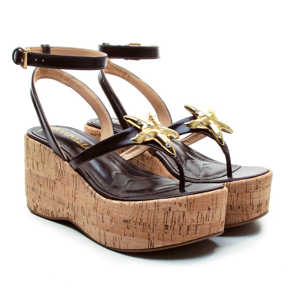 Sandália Couro Marrom Plataforma Cecconello 2793001-1 Marrom 5