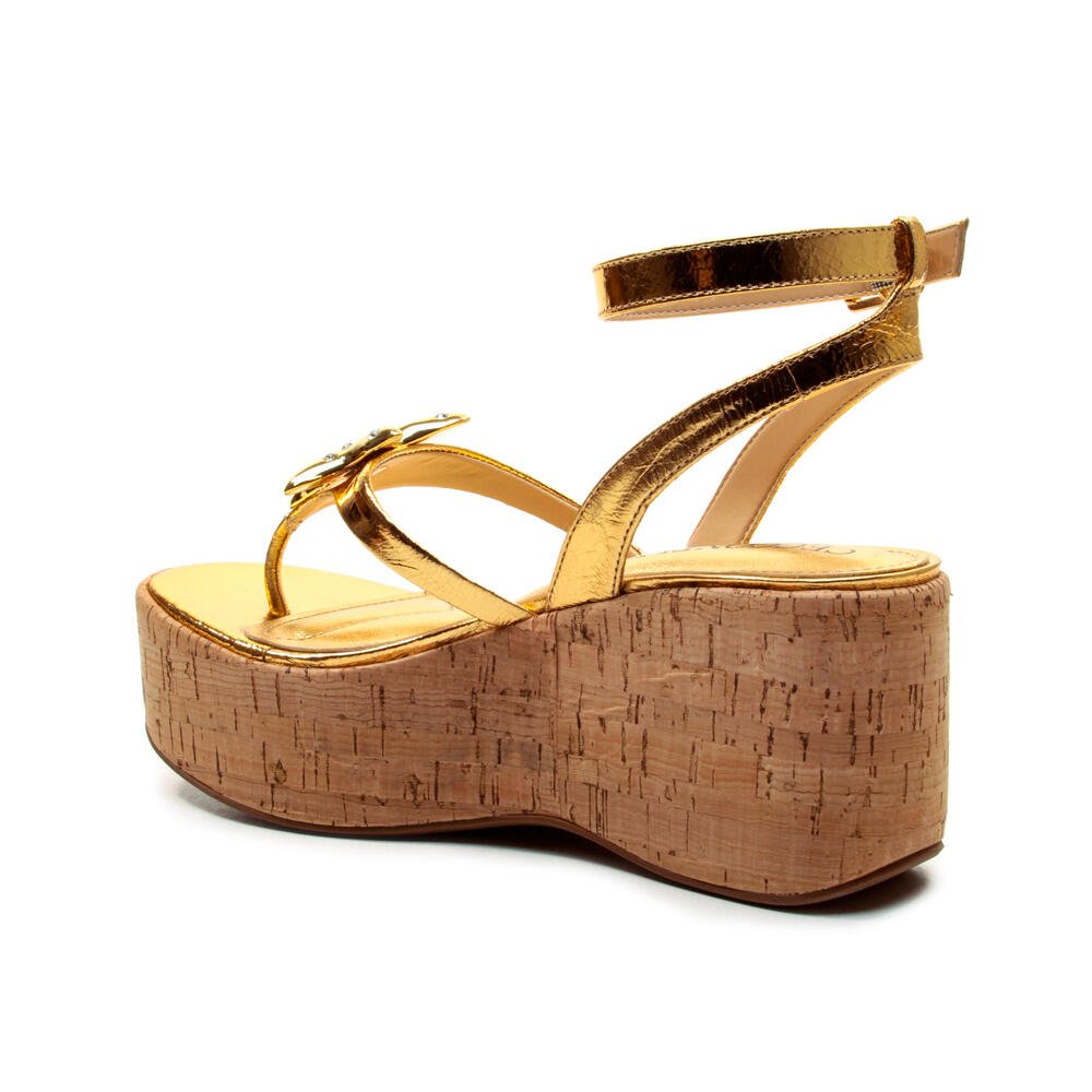 Sandália Couro Ouro Plataforma Cecconello 2793001-3 Dourado 4