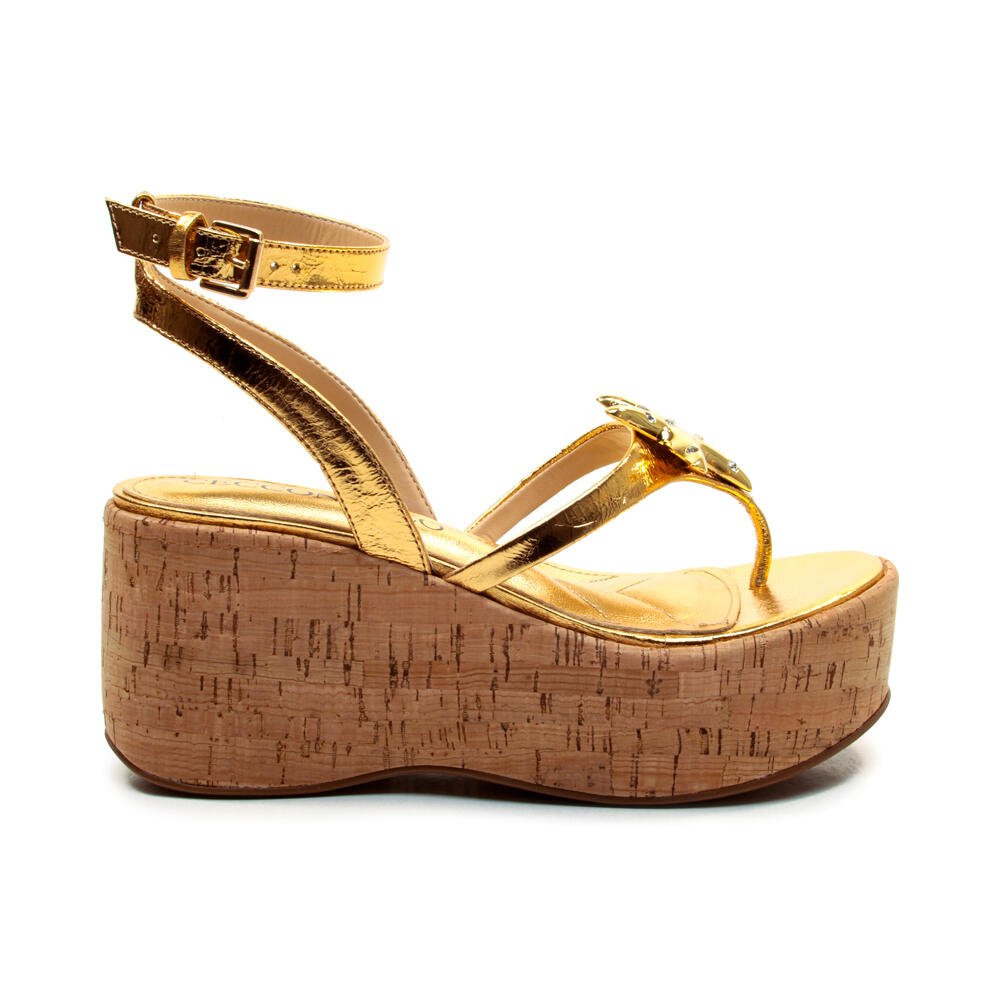 Sandália Couro Ouro Plataforma Cecconello 2793001-3 Dourado 5