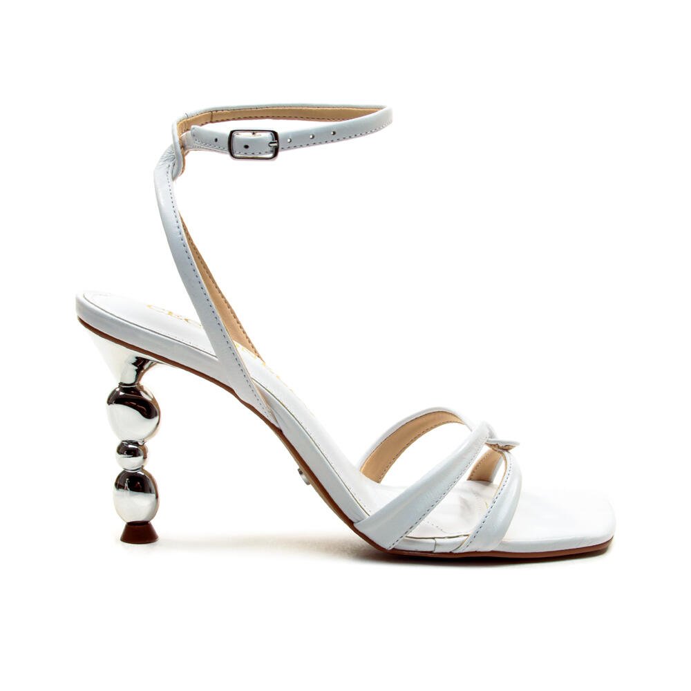 Sandália Couro Branco Salto Alto Cecconello 2814001-6
