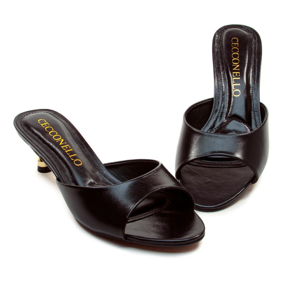 Tamanco Couro Preto Salto Baixo Cecconello 2799001-7 Preto 5