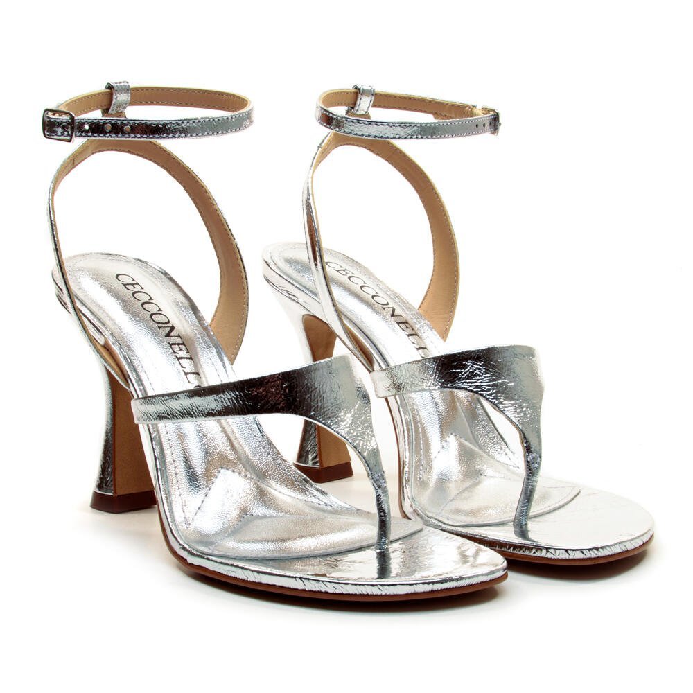 Sandália Couro Prata Salto Alto Cecconello 2794003-1 Prata 4