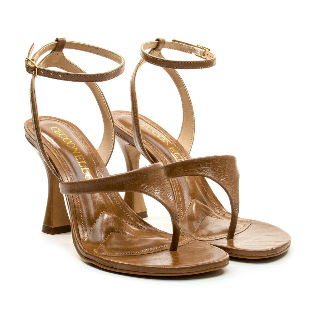 Sandália Couro Marrom Salto Alto Cecconello 2794003-3 Marrom 5