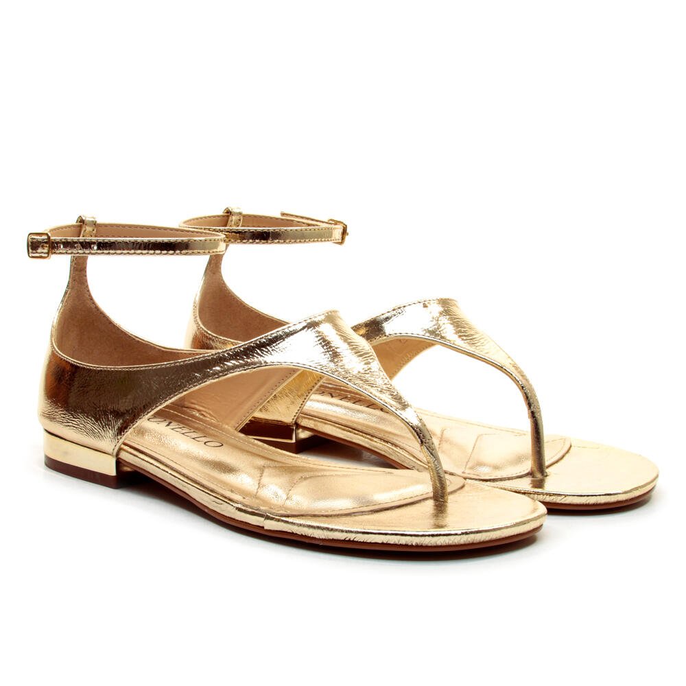 Rasteira Couro Ouro Light Cecconello 2751005-2 Dourado 5