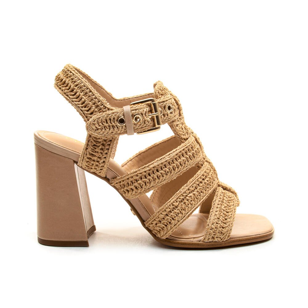 Sandália Nude Bordada Salto Alto Cecconello 2759008-1