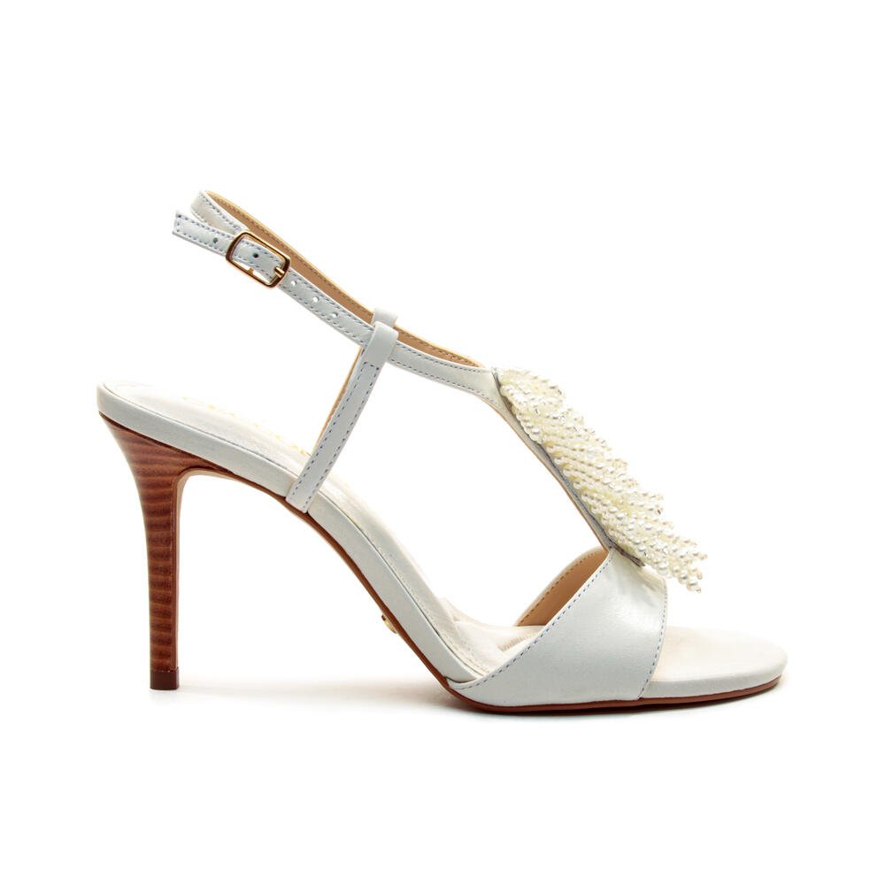 Sandália Couro Branco Salto Alto Cecconello 2801002-1