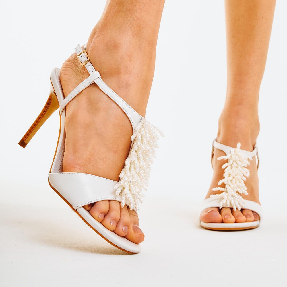 Sandália Couro Branco Salto Alto Cecconello 2801002-1 Branco 2