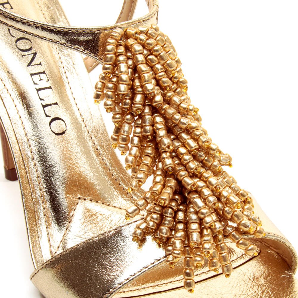 Sandália Couro Ouro Light Salto Alto Cecconello 2801002-2 Dourado 5