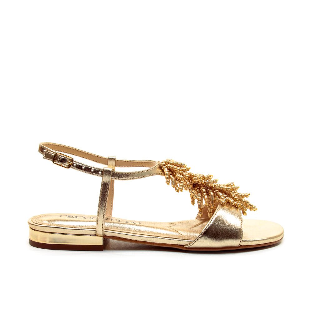 Rasteira Couro Ouro Light Cecconello 2751004-2