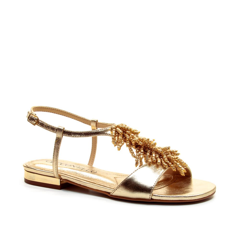 Rasteira Couro Ouro Light Cecconello 2751004-2 Dourado 2