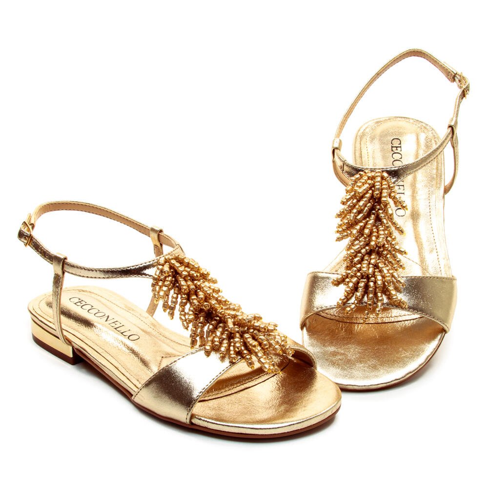 Rasteira Couro Ouro Light Cecconello 2751004-2 Dourado 4