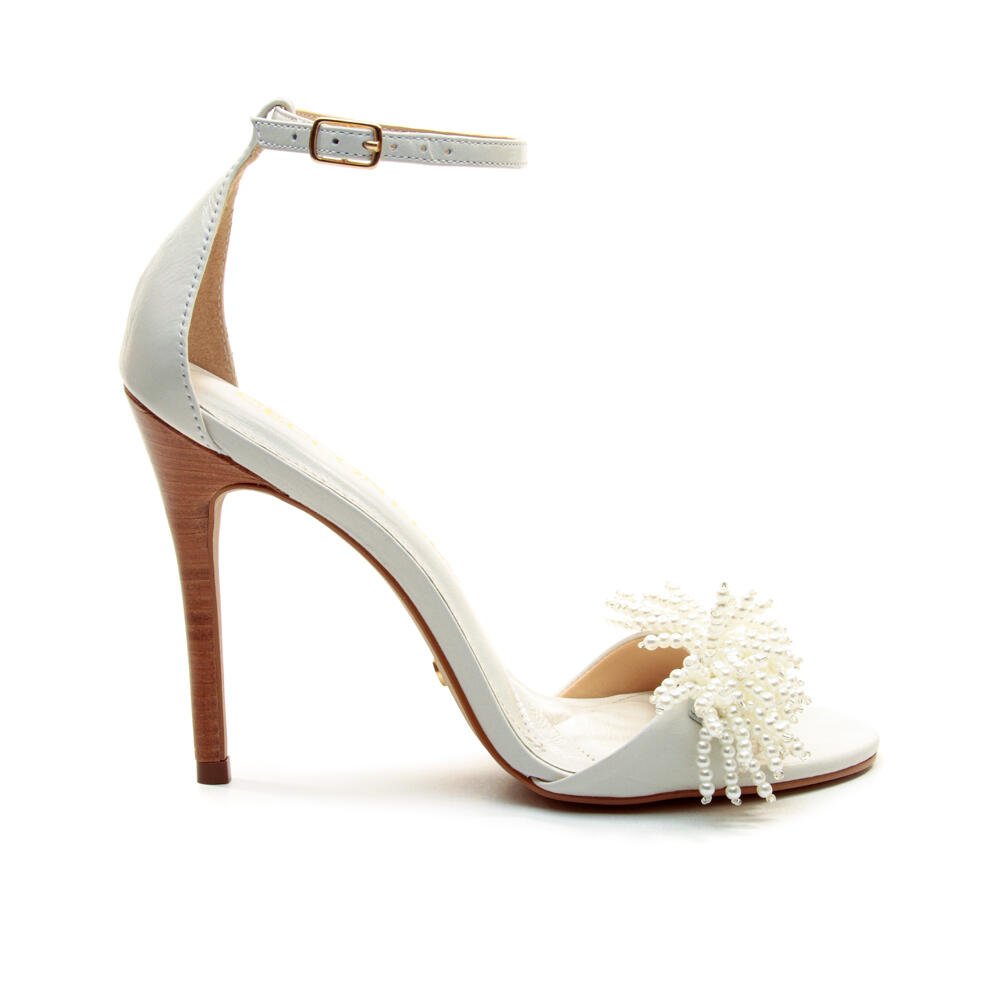 Sandália Couro Branco Salto Alto Cecconello 2858001-1