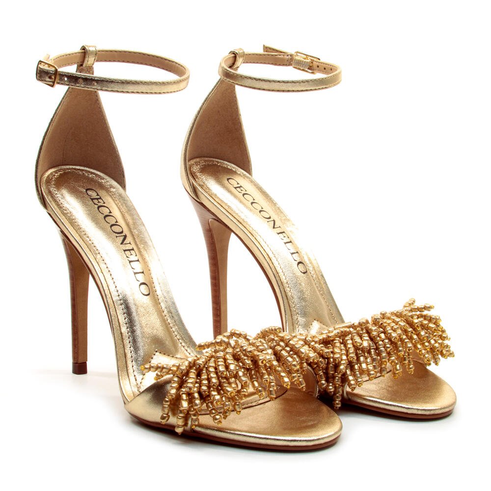 Sandália Couro Ouro Light Salto Alto Cecconello 2858001-2 Dourado 5