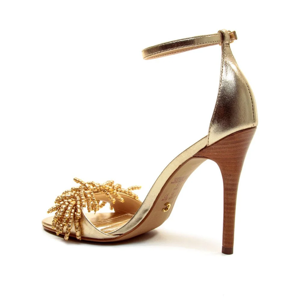 Sandália Couro Ouro Light Salto Alto Cecconello 2858001-2 Dourado 3