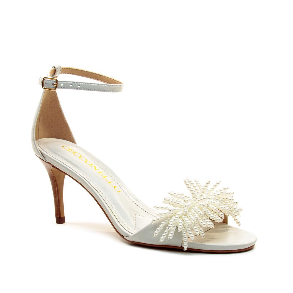 Sandália Couro Branco Salto Médio Cecconello 2859001-1 Branco 2