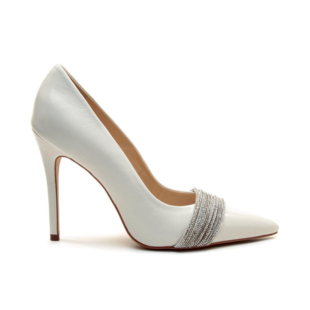 Scarpin Couro Branco Salto Alto Cecconello 2856001-2