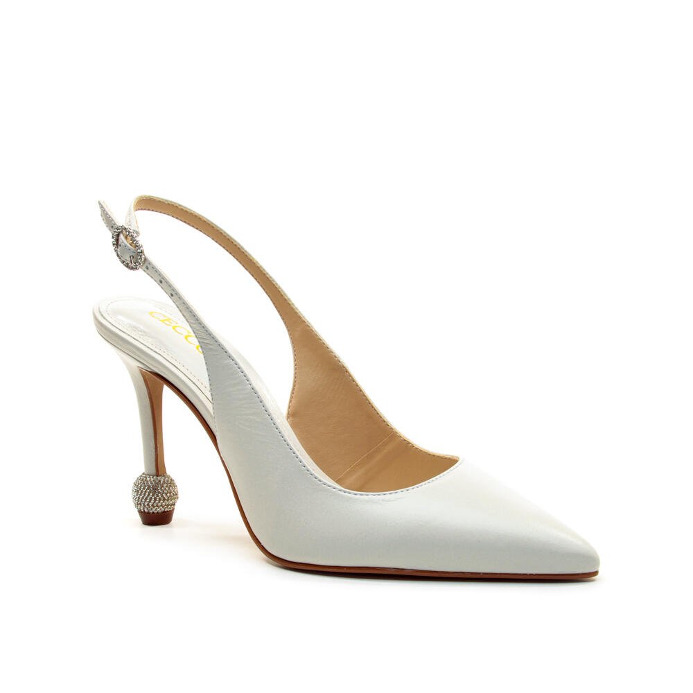 Slingback Couro Branco Salto Alto Cecconello 2854001-1 Branco 3
