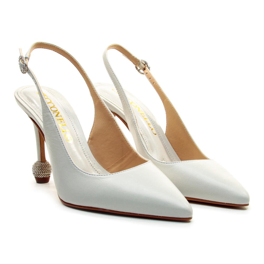 Slingback Couro Branco Salto Alto Cecconello 2854001-1 Branco 5