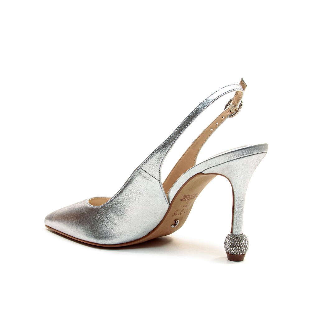 Slingback Couro Prata Salto Alto Cecconello 2854001-2 Prata 4