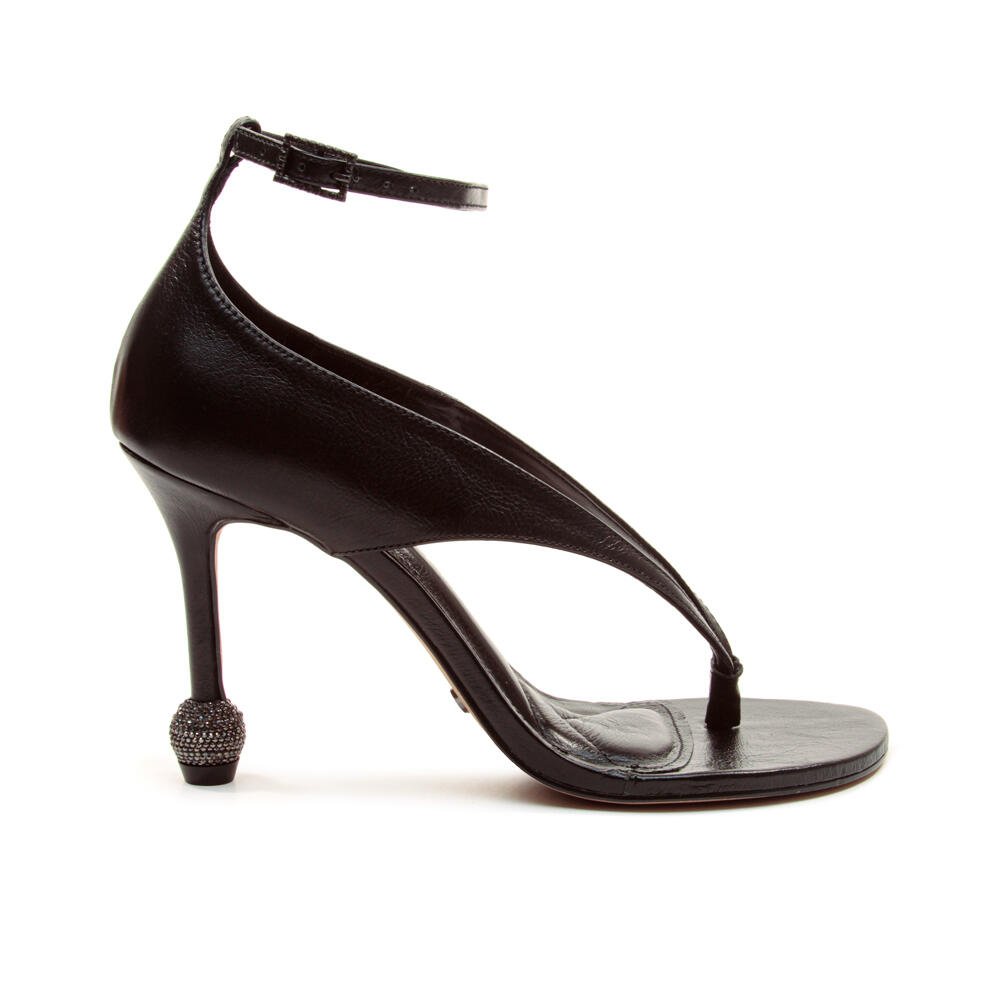 Sandália Couro Preto Salto Alto Cecconello 2853001-2