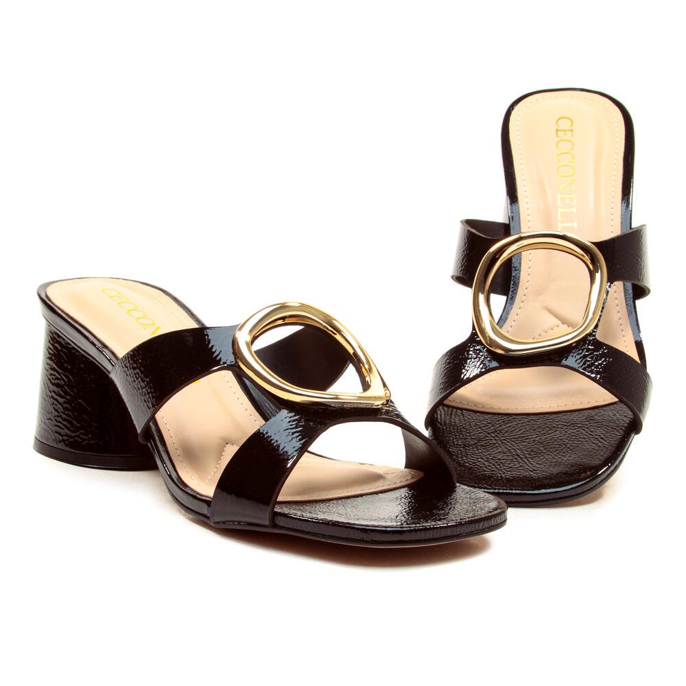 Tamanco Couro Preto Salto Médio Cecconello 2542003-21 Preto 5