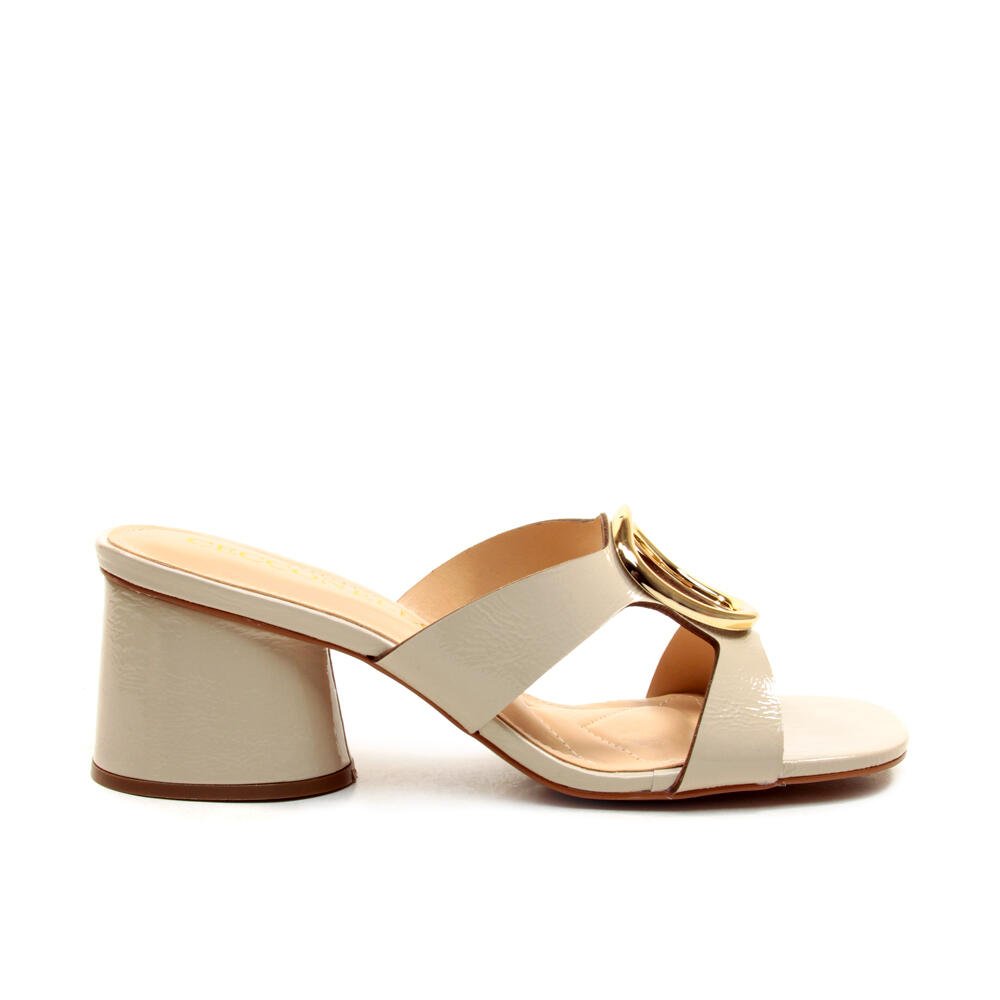 Tamanco Couro Off White Salto Médio Cecconello 2542003-22