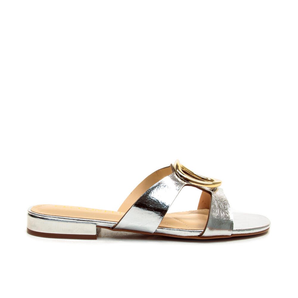 Rasteira Couro Prata Cecconello 2498004-16