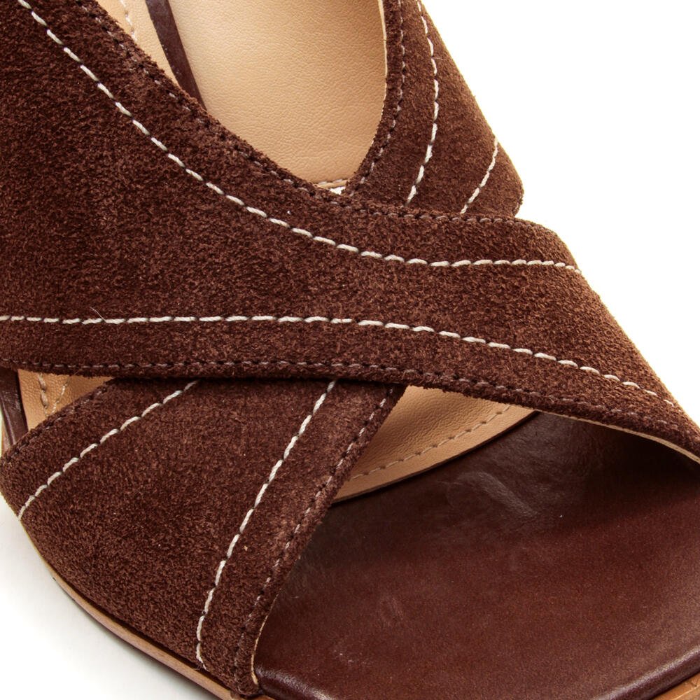 Sandália Couro Marrom Salto Alto Cecconello 2718005-6 Marrom 5