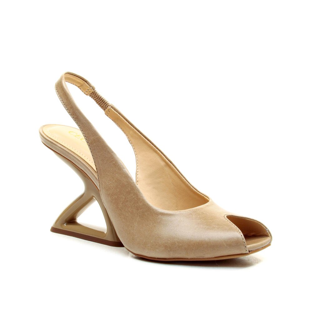 Slingback Peep Toe Couro Nude Cecconello 2773001-7 Nude 2